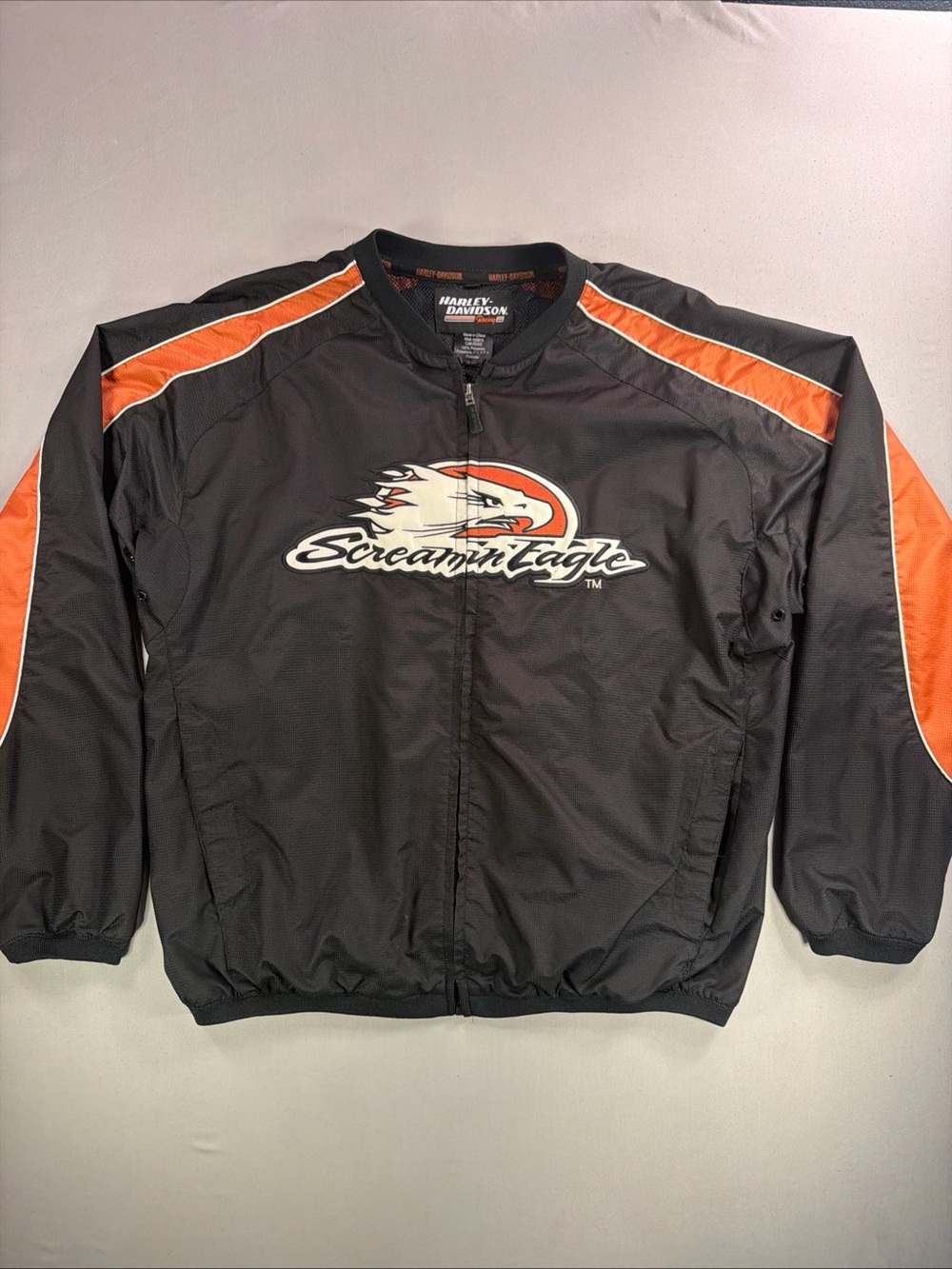 Harley-Davidson Black and Orange Screamin' Eagle Lightweight Jacket